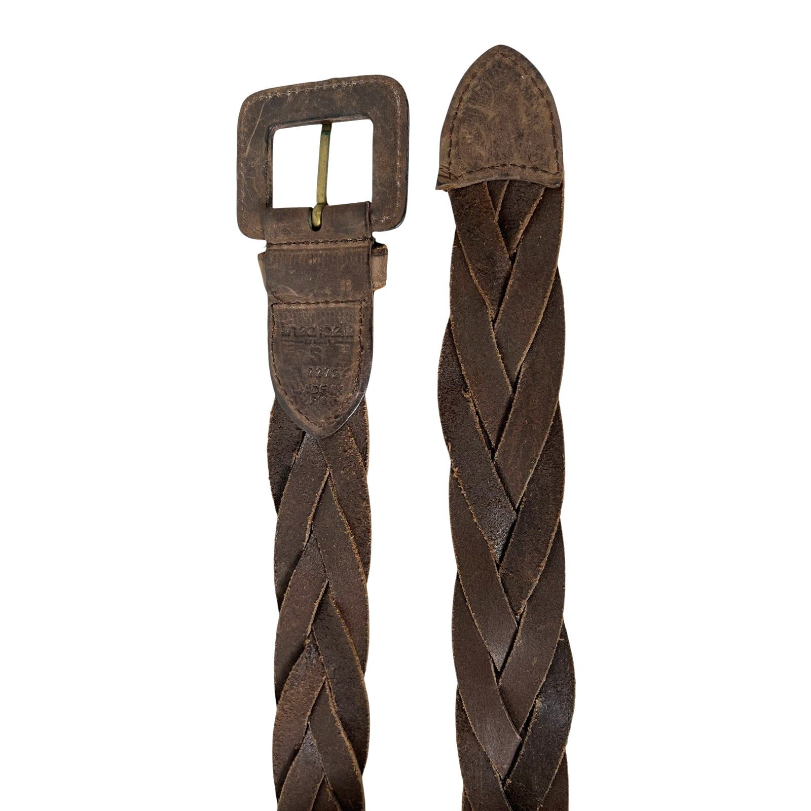 Linea Pelle Women's Boho Western Braided Distressed Brown Leather Belt Size S — image 5 of 8